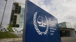 Exterior view of the International Criminal Court, or ICC, in The Hague, Netherlands, Tuesday, April 30, 2024. THE CANADIAN PRESS/AP-Peter Dejong