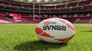 A rugby ball can is pictured at Civitas Metropolitano in Madrid, Spain. (The Canadian Press/HO-World Rugby- Mike Lee) 