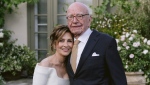  Rupert Murdoch and Elena Zhukova posing for a photo, Saturday, June 1, 2024 during their wedding ceremony at his vineyard estate in Bel Air, Calif. (News Corp. via AP)