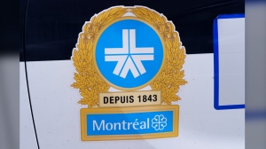 A search is underway for the occupants of a vehicle that plunged into the Riviere des Prairies in Montreal early this morning. The Montreal Police logo is seen on a police car in Montreal, Wednesday, July 8, 2020. THE CANADIAN PRESS/Paul Chiasson