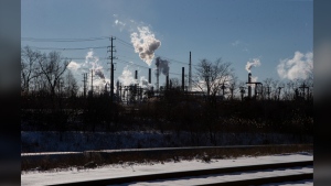The owners of an Ontario plastics plant that's been emitting dangerous levels of the cancer-causing chemical benzene say they need more time to comply with federal rules. A petrochemical plant is seen in Sarnia, Ont., Wednesday, Jan. 26, 2022. THE CANADIAN PRESS/Chris Young