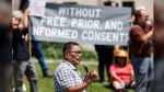 Chief Rudy Turtle of Grassy Narrows First Nation speaks during a rally raising concerns and opposition to the Ontario provincial government’s plans to expand mining operations in the so-called Ring of Fire region in Northern Ontario in Toronto on Thursday, July 20, 2023. THE CANADIAN PRESS/Cole Burston