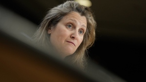 Deputy Prime Minister and Minister of Finance Chrystia Freeland is seen during a news conference, Tuesday, June 4, 2024 in Ottawa. THE CANADIAN PRESS/Adrian Wyld