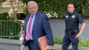 U.S. Sen. Bob Menendez, who is accused of taking bribes of cash, gold bars and a luxury car in exchange for favours performed for several New Jersey businessmen, arrives at Federal Court, in New York, Monday, June 3, 2024. (AP Photo/Larry Neumeister)