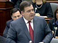Ontario Finance Minister Dwight Duncan delivers his budget speech, Thursday, March 25, 2010.