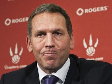 Toronto Raptors General Manager Bryan Colangelo speaks to the media in Toronto on Monday, April 19, 2010. (THE CANADIAN PRESS/Nathan Denette)