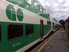 A GO Train sits idle at Clarkson station in this file photo. (CP24/Perry St. Germain)
