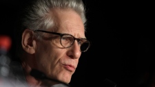 Director David Cronenberg speaks during a press conference for Cosmopolis at Cannes