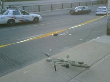 A cyclist has been seriously injured in a collision with a vehicle on Tuesday evening. (CP24/Jee-Yun Lee)