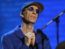 Robin Gibb performs during the "Jose Carreras Gala" rehearsal in Leipzig, eastern Germany, in this Dec. 14, 2006 file photo. (AP Photo/Eckehard Schulz, File)