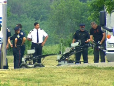 Police used a robot to recover a possible pipe bomb found inside a Brampton church following a fire early Tuesday, May 29, 2012.