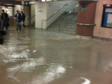 This photo found on Twitter shows flooding inside Union Station on Friday afternoon. (CP24)