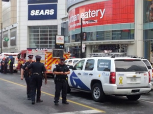 Police investigate after a shooting at the Eaton Centre. (CTV)  