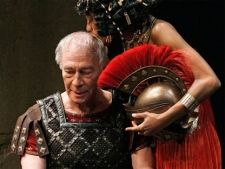 Christopher Plummer as Caesar and Nikki M. James as Cleopatra in the Stratford Shakespeare presentation of Caesar and Cleoptara.
