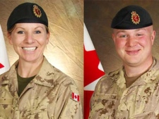 MCpl. Kristal Giesebrecht, left, and Pte Andrew Miller, right, are seen in this undated combination photo. Two Canadian medics have been killed in Afghanistan when their vehicle detonated an improvised explosive device on Saturday, June 26, 2010.