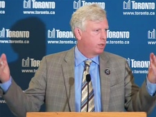 Toronto Mayor David Miller discusses the G20 rioting at a press conference in Toronto, Monday, June 28, 2010.