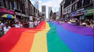 People take part in the annual Pride Parade in Toronto on Sunday, July 3, 2011.  (The Canadian Press/Ian Willms)