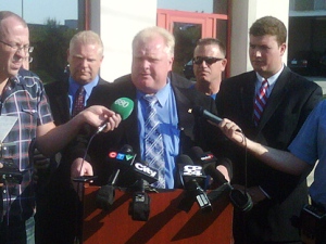 Councillor and mayoral candidate Rob Ford speaks at a news conference Thursday morning. (CP24/Mathew Reid)