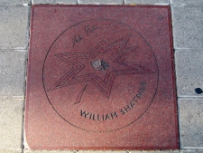 William Shatner's red granite plaque on the Canadian Walk of Fame is shown on Wednesday Sept. 15, 2010. Captain Kirk wants someone to beam him an answer about why his star on Canada's Walk of Fame is damaged. (THE CANADIAN PRESS/Pat Hewitt)
