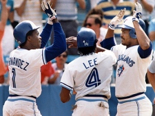 Toronto Blue Jays' Tony Fernandez (left) and Manny Lee (centre) congratulate teammate George Bell after he hit a three-run home run against the Minnesota Twins in Toronto on Aug. 1, 1988. The Toronto Blue Jays once ruled in Latin  America, using their people and resources to regularly sign or trade for the best and brightest the talent-rich region had to offer.Players like Alfredo Griffin, Tony Fernandez, George Bell, Damaso Garcia and Manny Lee were key pieces in the foundation of the franchise's glory years, with Roberto Alomar, Juan Guzman, Carlos Delgado and Alex Rios, among others, picking up from them down the road.(The Canadian Press/Hans Deryk)