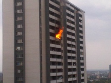 A CP24 viewer sent in this photo of the fire on Wellesley Street.