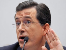Comedian Stephen Colbert, host of the Colbert Report, testifies on Capitol Hill in Washington, Friday, Sept. 24, 2010, before the House Immigration, Citizenship, Refugees, Border Security and International Law subcommittee hearing on Protecting America's Harvest. (AP / Alex Brandon)