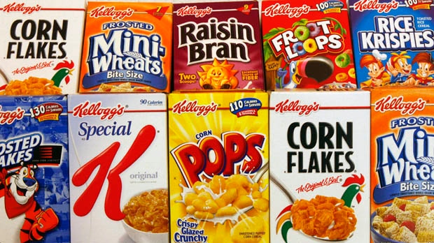 Assortment of Kellogg's cereals