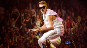 Justin Bieber performs at the Rose Garden in Portland, Ore., on Monday, Oct. 8, 2012. (The Oregonian / Thomas Boyd)