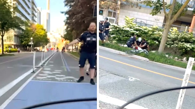 ‘Aggressive arrest’: Toronto police caught on tape tackling cyclist who allegedly disobeyed stop sign