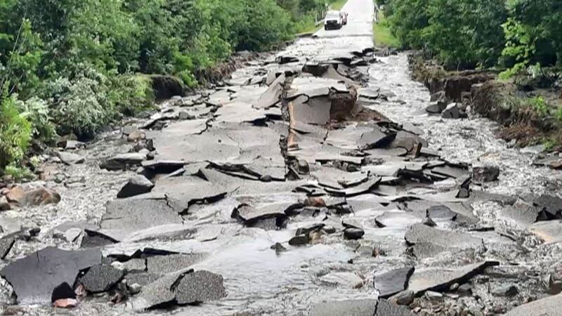 ‘It was a deluge’: Roads collapse in Quebec’s Laurentians
