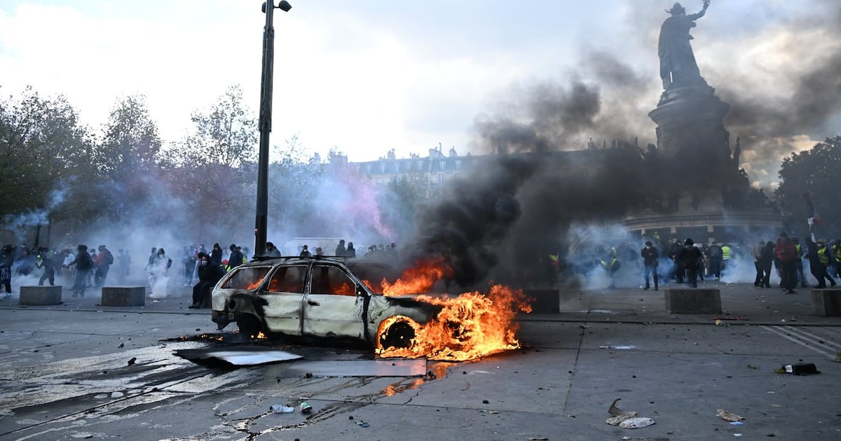 Clashes and fires as protesters rally across France