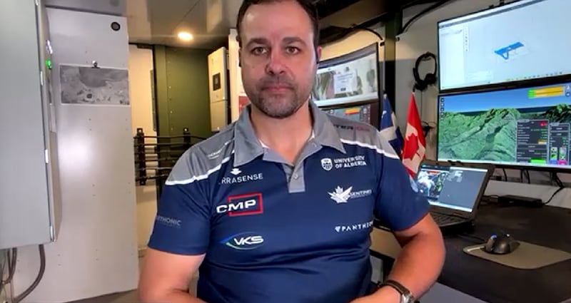 Ed Zimmerman, Sentinel’s chief technology officer and vice-president of product development, in a video call from inside one of the company's modular command-and-control centres. (CTV News)