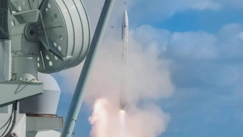 The Evolved Sea Sparrow Block II missile is test-fired from HMCS Fredericton in Norfolk, Virginia. (Department of National Defence)