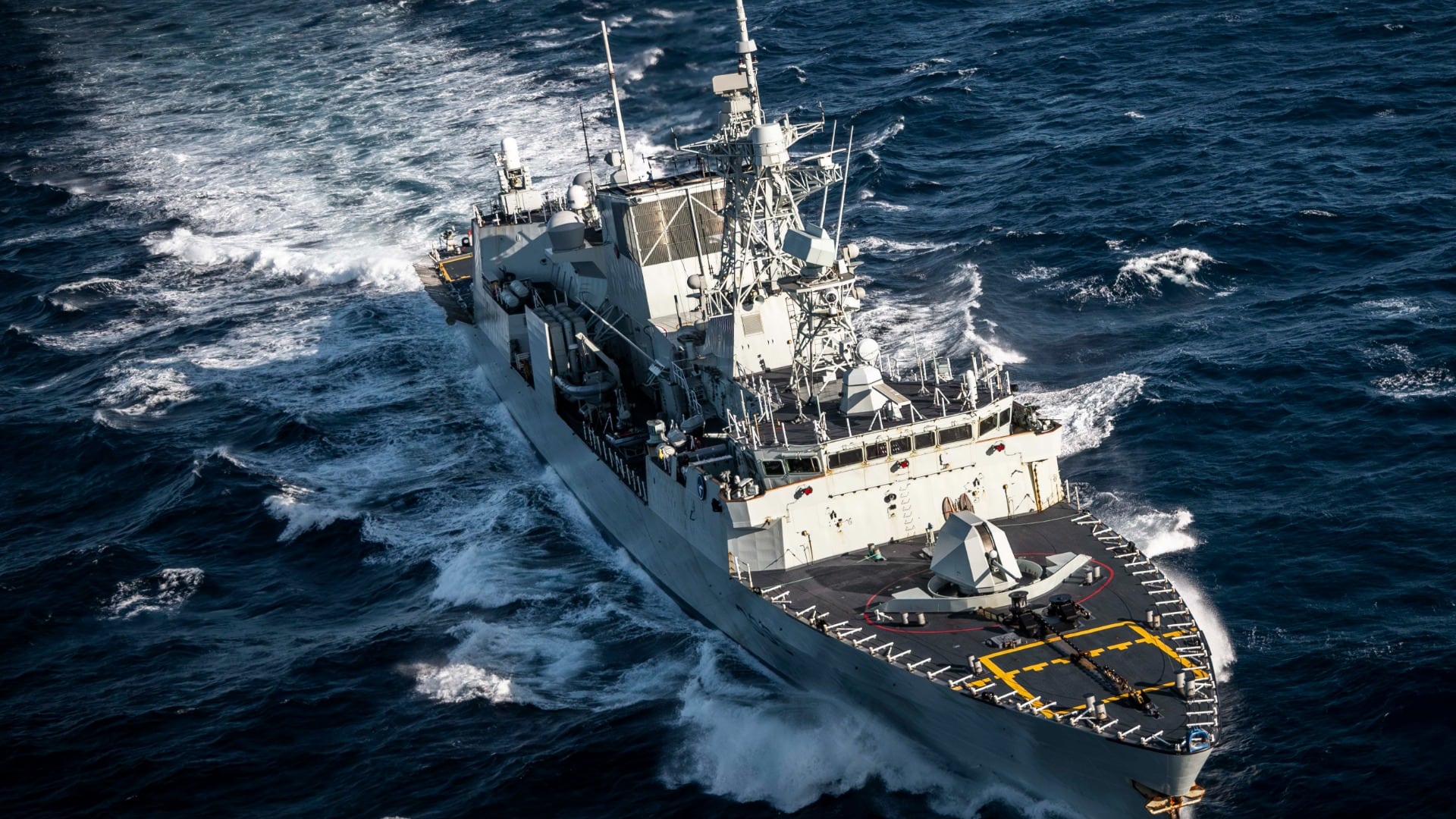 HMCS Charlottetown transits the Mediterranean Sea in December 2024. (Aviator Gregory Cole / Canadian Armed Forces)