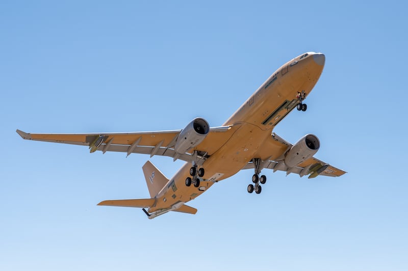 Airbus Defence on published images of the first new Husky in flight at the company's facilities in Spain on July 2, 2026. (Airbus)