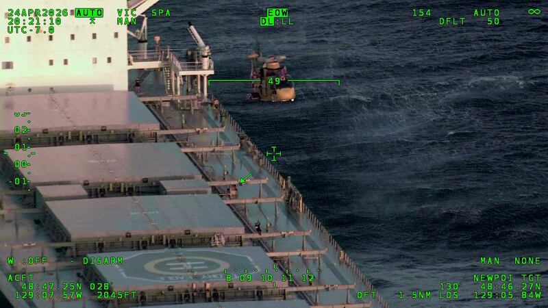 A Cormorant helicopter was dispatched from Comox, B.C., to the vessel. (Handout)