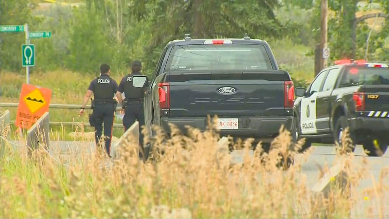 Emergency crews respond to an active-shooter incident that resulted in one officer being shot following a traffic stop in the southwest community of Spruce Cliff near Edworthy Park on Monday, Aug. 10, 2026.
