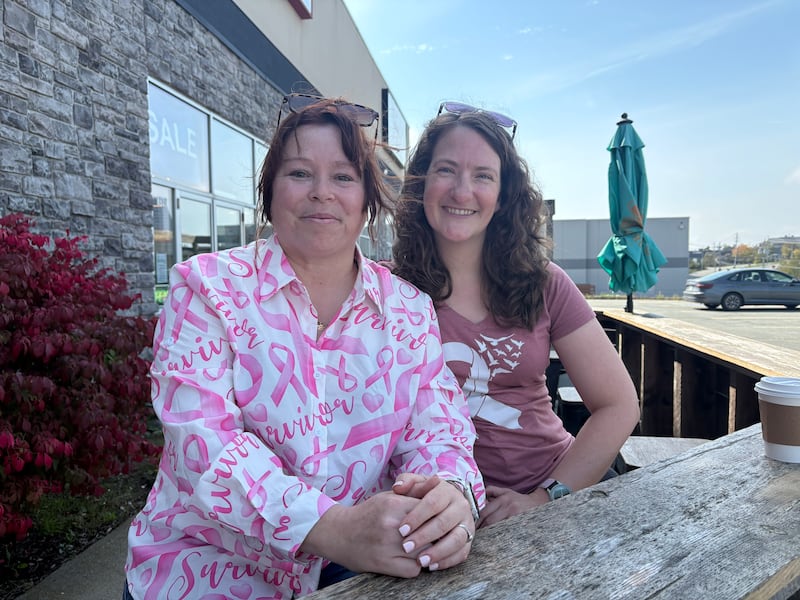 Breast cancer survivors Sheila Harrie, left, and Kalynda Lastimosa, right, are pictured in Halifax on Friday, Oct. 2, 2026. (Stephanie Tsicos/CTV Atlantic)