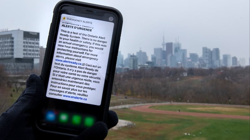 Emergency test alert in Ontario