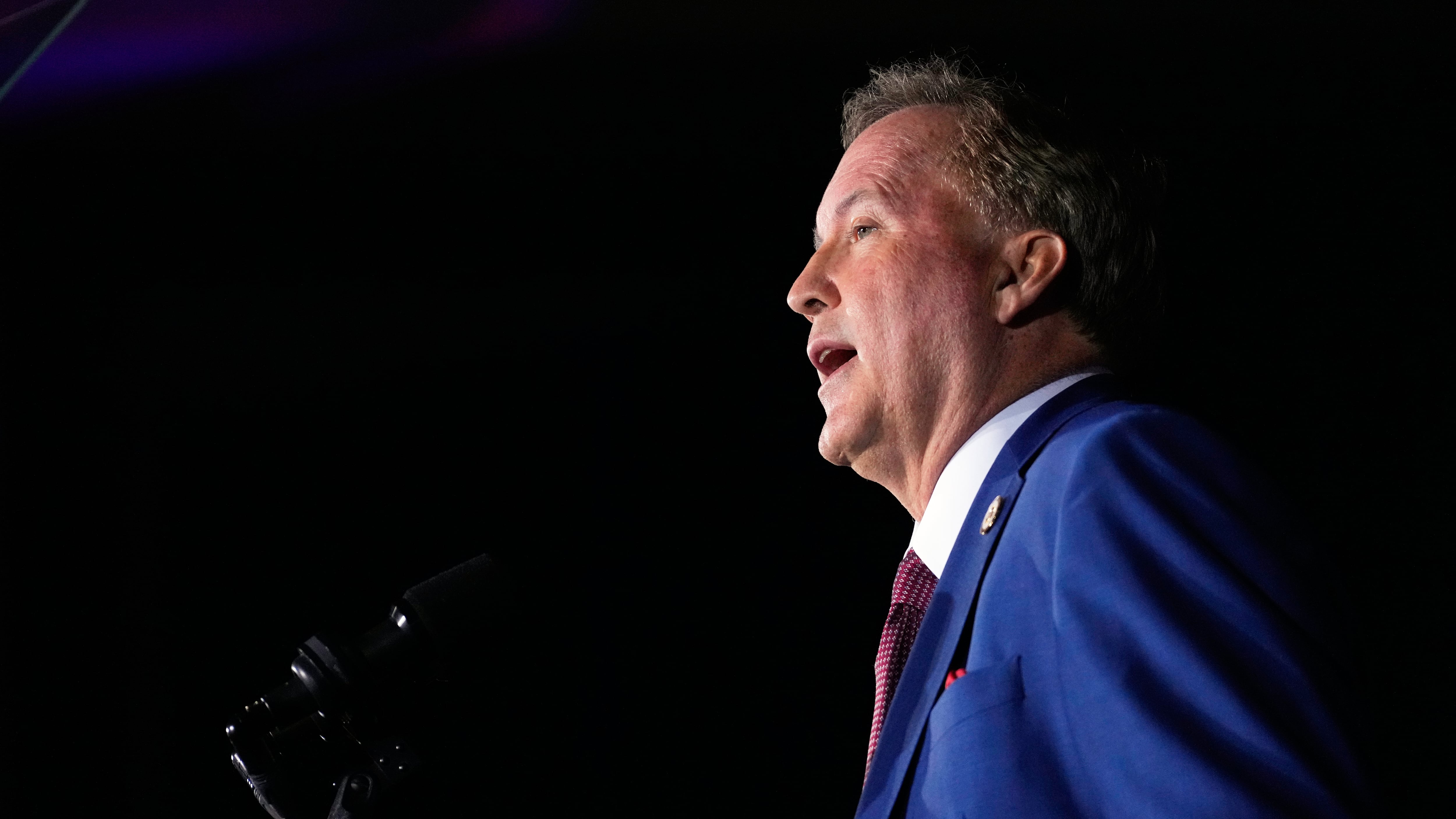 Texas Attorney General Ken Paxton, a Republican candidate for the U.S. Senate, speaks during a primary runoff election night event in Plano, Texas on May 26, 2026. (Tony Gutierrez / AP Photo)