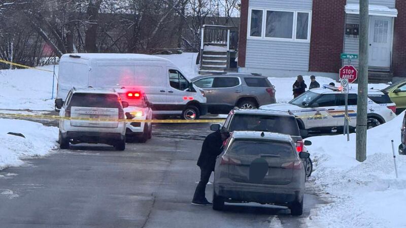 Investigators respond to a sudden death in the High Street area of Moncton, N.B., on Feb. 16, 2026. (Submitted: Wade Perry)