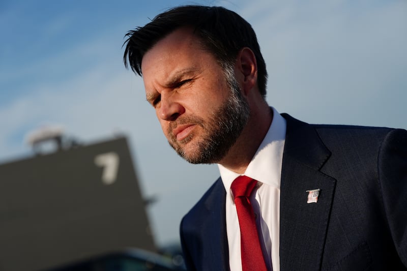 U.S. Vice-President JD Vance prepares to board Air Force Two at Emmen Military Air Base in Emmen, Switzerland on June 22, 2026. (Nathan Howard / Pool Photo via AP)