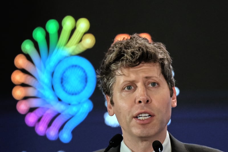 OpenAI’s CEO Sam Altman speaks at the AI Summit in New Delhi, India, on Feb. 19, 2026. (AP Photo)