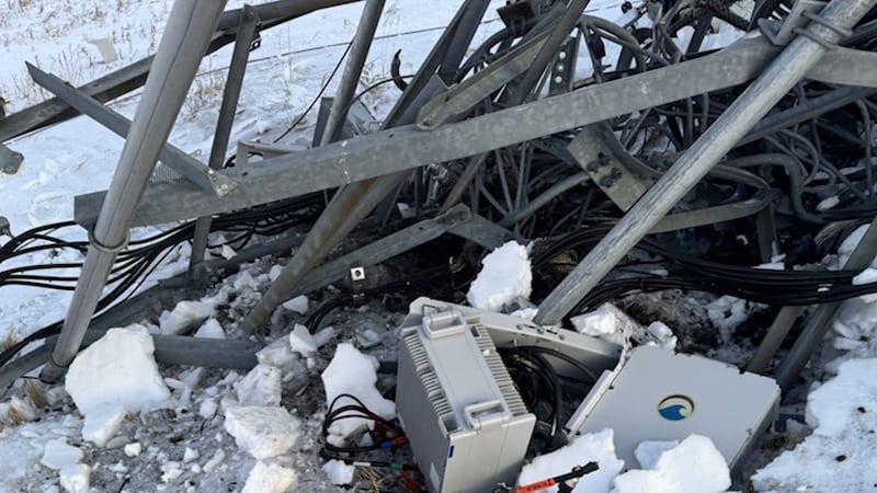 The Telus tower near Daysland, Alta. was vandalised on Dec. 21, 2025. (Source: Telus)
