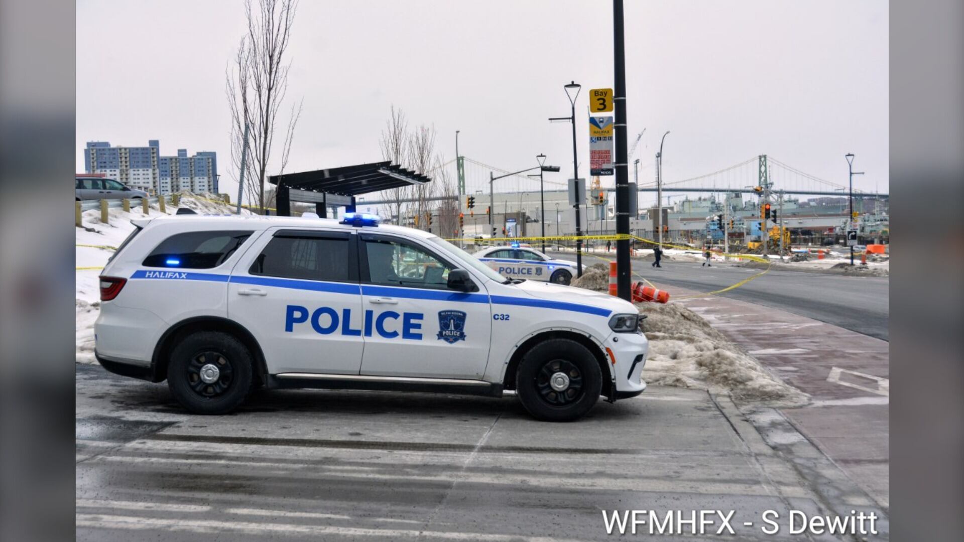 Halifax Regional Police vehicles are pictured on Barrington Street following a stabbing on Feb. 23, 2025. (Courtesy: Sean Dewitt)