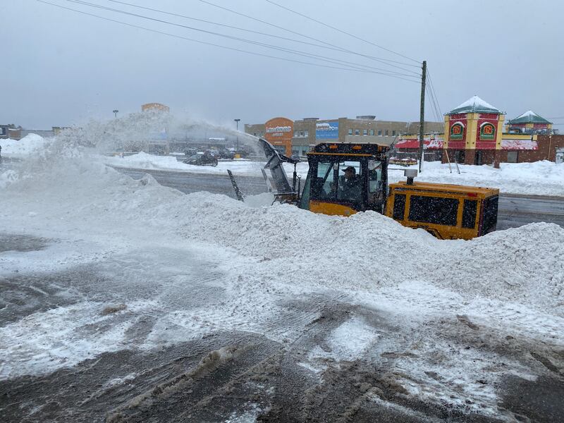 A city plow is pictured on Mountain Road in Moncton, N.B., on Feb. 24, 2026. (Derek Haggett/CTV Atlantic)