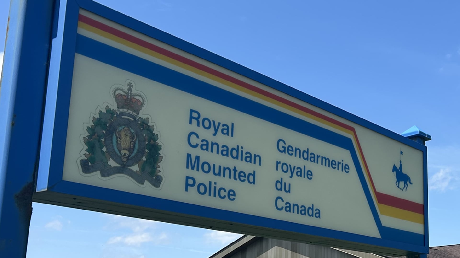 A sign for the Royal Canadian Mounted Police is pictured on June 23, 2025. (CTV Atlantic / Avery MacRae)