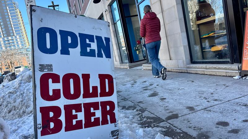 A cold beer sign is pictured on Quinpool Road in Halifax on Feb. 13, 2026. (Jesse Thomas/CTV Atlantic)