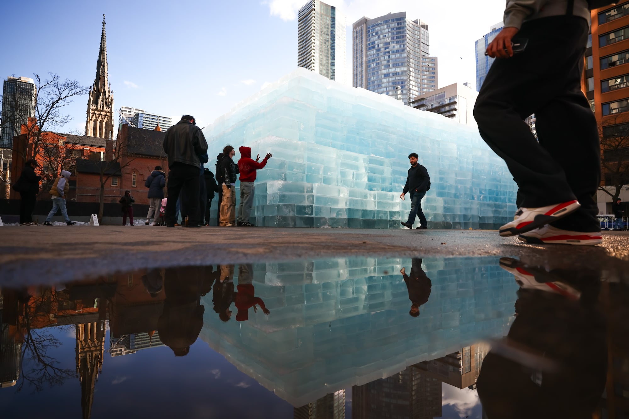 Take a closer look at Drake's giant ice sculpture in downtown Toronto ...