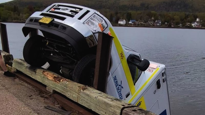 Ambulance wheels on a wharf